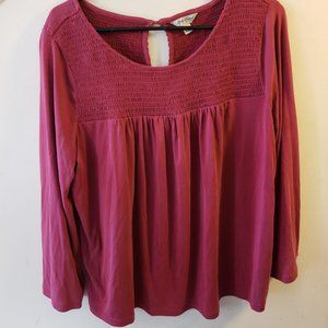 Burgundy Pink and Red Long Sleeve Blouse
